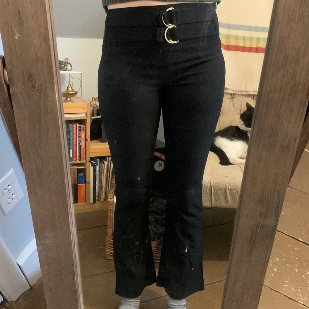 Stretchy black flared slacks